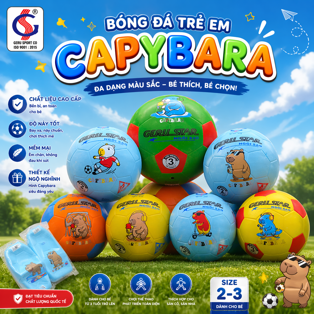 BÓNG ĐÁ CAO SU CAPYBARA GERU SPORT: 